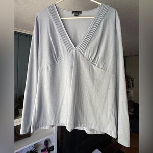 Jones New York Soft Blue V-Neck Blouse